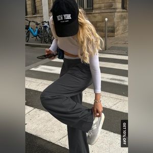 Wide leg boxer pants - women’s xs, dark grey